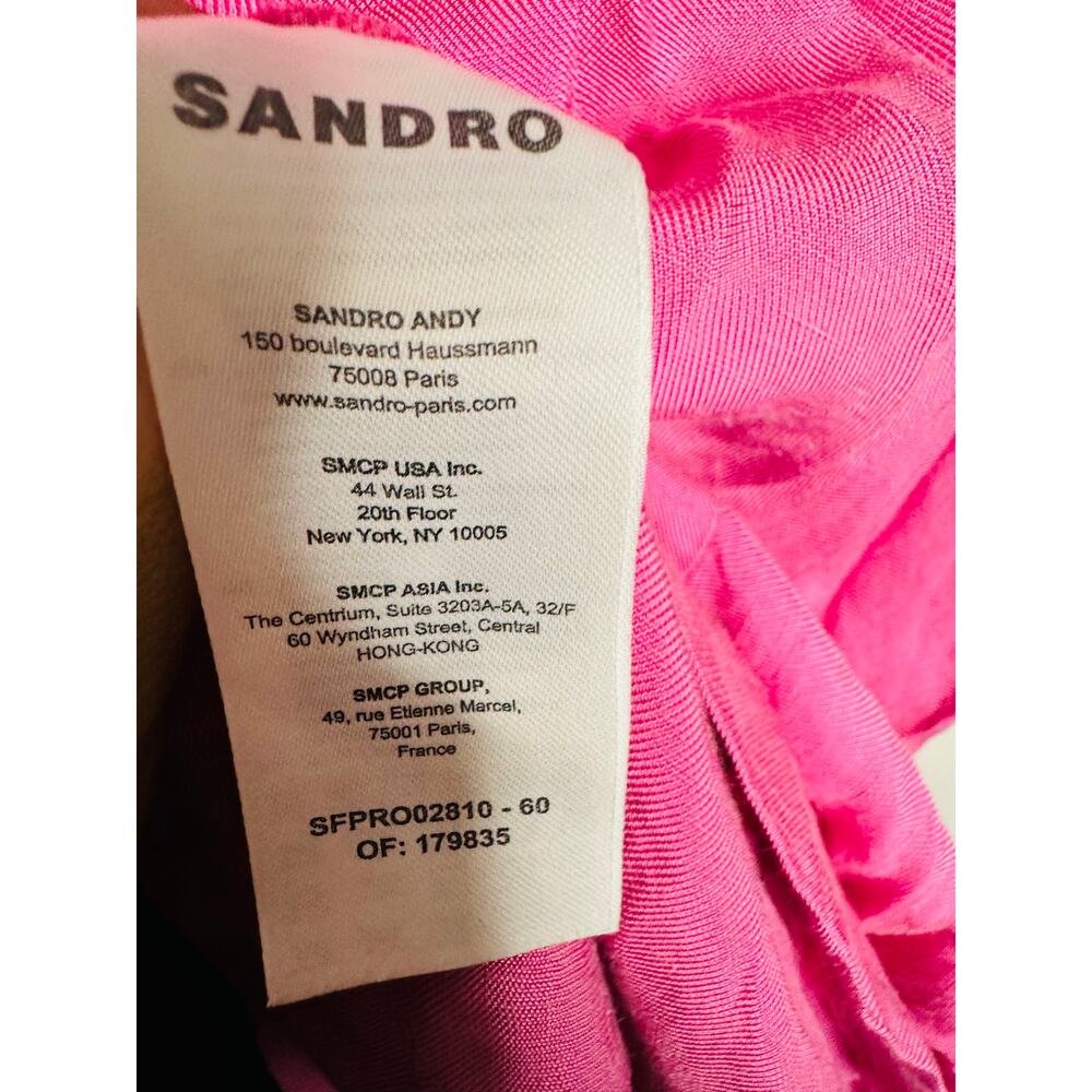 SANDRO Pink Collar Front Button Closure Asymmetrical Elvira Dress Size 36 - Picture 15 of 16
